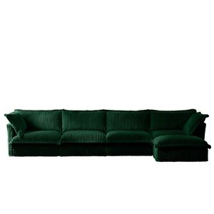 Sofá Seccional en Forma de L de Terciopelo Verde, Sofá Largo de 4 Plazas con Asientos Profundos, Reposabrazos Cómodos y Flexibles, 2 Cojines Grandes, Hecho para Sala de Estar - Product Image 1
