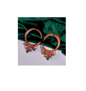 ต่างหูไม้แบบมาตรฐานต่างหูลายใบไม้คริสต์มาสของผู้หญิงต่างหูแบบหนีบเลเซอร์ทำจากไม้ - Product Image 6