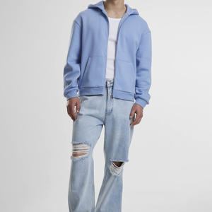 Sweat à capuche zippé surdimensionné à la mode confortable pour hommes manches longues 100% coton doux avec broderie de logo personnalisée et impression numérique - Product Image 4