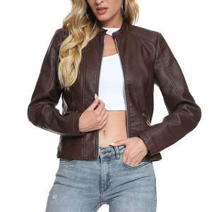 Servicio OEM, Chaqueta de Cuero para Mujer, Diseño Nuevo, Talla Adulto, con Relleno de Algodón, Transpirable, Resistente al Viento, para Uso Casual - Product Image 6