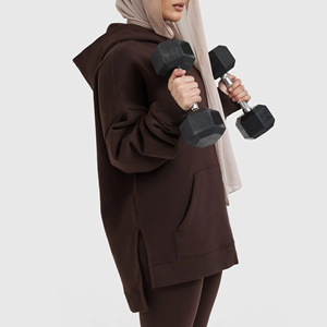 Sweat à capuche longue marque privée pour femmes OEM pull surdimensionné personnalisé sweat à capuche polaire avec tissu en coton respirant - Product Image 5