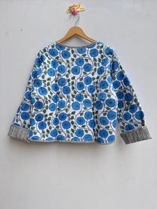 แจ็คเก็ตผ้าฝ้ายบุนวมแบบกลับด้านได้สำหรับผู้หญิงชาวอินเดียใหม่ใส่ได้ทุกฤดูเสื้อแจ็คเก็ตพิมพ์ลายดอกไม้แบบลำลองระบายอากาศได้ดีเยี่ยม - Product Image 6