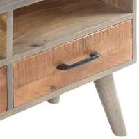 Console TV en Bois de Mangue Fait Main avec Tiroir, Style Européen Nordique Loft, Unité Multimédia pour Salon, Design Moderne