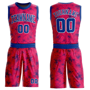 Ensemble d'uniforme de basket-ball rose Royal-blanc, imprimé par Sublimation, nouveau Design, bas prix, respirant, grande taille, réversible - Product Image 1