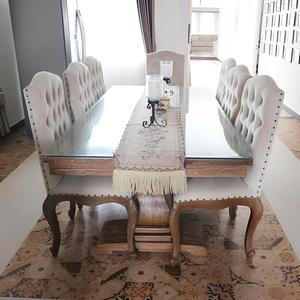 Juego de Comedor Francés Europeo Antiguo con Sillas Tapizadas y Estructura de Madera Sólida para Hogar, Hotel o Área de Comedor - Product Image 3