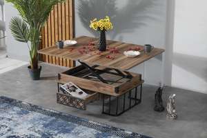 Mobilier de chambre à coucher moderne et élégant pour bureau à domicile Table basse en bois et fer trempé pour décoration d'hôtels - Product Image 6