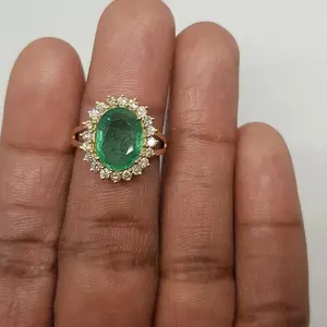 แหวนค็อกเทลทองคำแท้ 14k ชุบทองคำขาว สำหรับผู้หญิง สไตล์วินเทจ ประดับเพชรทรงรีสังเคราะห์แบบวงแหวน สำหรับงานหมั้นและงานแต่งงาน - Product Image 4