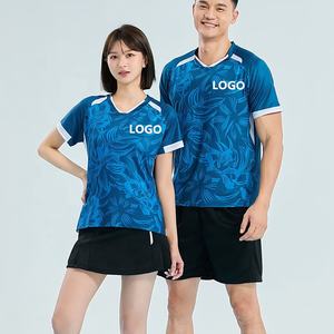 Vêtements de tennis de table personnalisés en sublimation intégrale, chemises de badminton, maillots de sport à séchage rapide, maillots de volleyball personnalisés bleus - Product Image 4