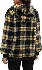 Sweat à capuche zippé intégral en flanelle sherpa polaire, respirant, épais, pour l'hiver, avec patchs, uni, teint, couverture 100% coton, streetwear unisexe - Product Image 4