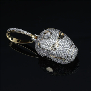Colgante de oro certificado de Hip Hop con forma de Iron Man, collar de diamantes de cadena cubana de 24 "para tu marido - Product Image 4