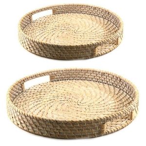 ถาดหวายไม้ไผ่ทำด้วยมือถาดหวายพร้อมหูหิ้วถาดตัดอาหารผนังสูงทำด้วยมืออเนกประสงค์ - Product Image 2