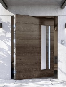 Puerta Pivotante de Entrada Turca ELEGANTE Y MODERNA de Madera Maciza/Madera/Acero/Vidrio con Apertura Manual y Acabado de Superficie - Product Image 3