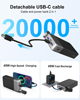 Cargador Portátil NOBIS de 20000mAh y 45W con Cable Desmontable 2C+2A, Batería Externa con Cable Dual Tipo-C, para Teléfono y Portátil