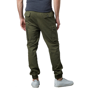 Men olive green cargo jogger pants with pockets casual wear <b>cuffed</b> ankle drawstring waist breathable workout streetwear <b>trousers</b> - Product Image 4