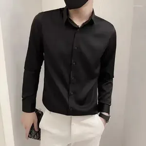 Camisa de vestir con cuello levantado de otoño para hombre, camisa sin hierro sólida de manga larga de negocios, informal, ajustada, sin arrugas, de Vietnam - Product Image 6