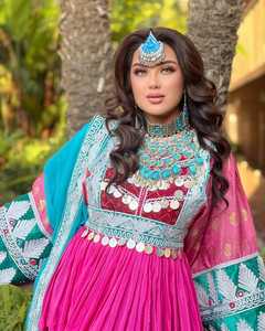 Robe régionale afghane de haute qualité pour femmes nouveau Design à manches longues broderie tissu personnalisable Appliques naturelles volants - Product Image 4