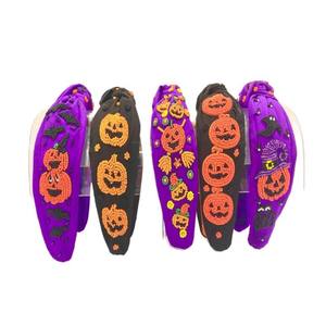 Diademas temáticas de Halloween con cuentas y bordadas Accesorios para el cabello anudados superiores para mujeres - Product Image 2