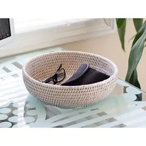 Elégant bol de service en rotin maillé fini naturel parfait pour les mariages, les événements et l'utilisation quotidienne de la cuisine à domicile Meilleurs prix - Product Image 5