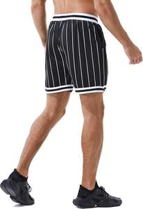 Shorts de basketball décontractés rétro pour hommes avec poches, en maille athlétique, pour la gym, le sport, l'entraînement, avec cordon de serrage, motif uni, en polyester - Product Image 2