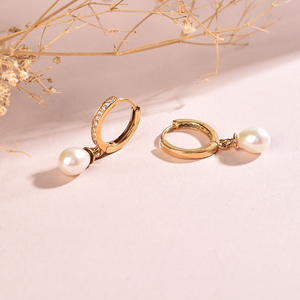 925 <b>Silver</b> Freshwater <b>Pearl</b> Stud <b>Earrings</b> White Topaz Gold Plated Trendy Engagement Wedding Anniversary Party Gift Rhodium - Product Image 3