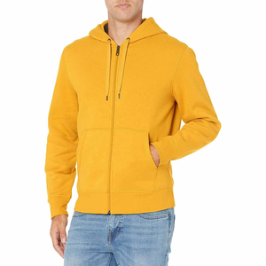 Sweat-shirt à capuche oversize pour homme 100% coton 320GSM unique pour impression bouffante couleurs unies hiver fermeture éclair complète sports de plein air uni - Product Image 1