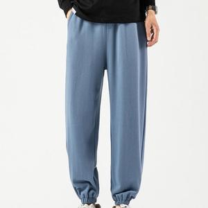 กางเกงวอร์มลำลองใส่ได้ทั้งชายและหญิงผ้าคอตตอนแท้ปักลายเทคนิคกางเกงเอวกลางทรงหลวม - Product Image 1