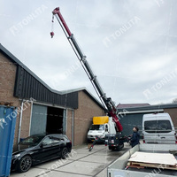 Mini-grue araignée compacte sur chenilles, hydraulique, télécommandée, avec bras de levage, ventouse à vide pour verre, flèche télescopique et nacelle de travail