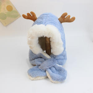Bébé automne <span class=keywords><strong>et</strong></span> hiver chapeau en corne de cerf pour enfants, écharpe une pièce chapeau en peluche fille mignon garçon chaud pull chapeau - Product Image 3