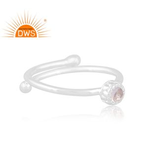 Anillo apilable de piedras preciosas de Aguamarina natural de plata de ley fina de la mejor calidad, fabricante de joyería personalizada - Product Image 3