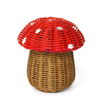Haute qualité rotin champignon mignon maison de poupée panier de rangement enfants jouets rotin champignon panier