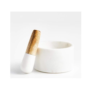Juego de mortero de mármol artesanal único, accesorio de cocina decorativo para molienda de hierbas y especias, regalo de inauguración funcional - Product Image 3
