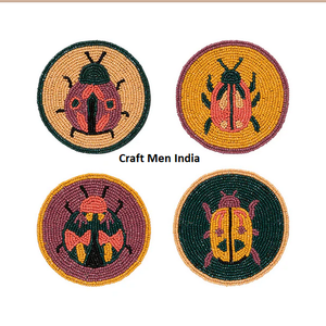 Sous-verres personnalisés faits à la main en perles de graines, design carré coloré, sous-verres décoratifs promotionnels pour hôtel et maison - Product Image 1