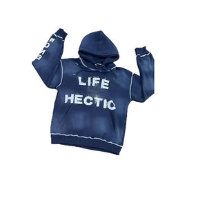 Conjunto Deportivo Personalizado para Hombre, Sudadera con Capucha y Pantalones Anchos con Bordado Desgastado y Efecto Decolorado, Sudadera con Capucha de Patrón Sólido para Invierno, Tallas Grandes - Product Image 4