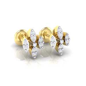 Boucles d'oreilles en or 14 carats certifié et diamants véritables avec 16 pierres et 0,07 carat au total - Product Image 3