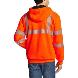 Sudadera con capucha de lana de seguridad de alta visibilidad para hombre, sudadera de poliéster reflectante, tiras reflectantes de alta visibilidad, Jersey cálido para - Product Image 4