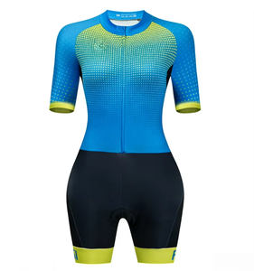 Traje de Ciclismo Personalizable con Logotipo, Elástico en Cuatro Direcciones, de Secado Rápido, Manga Corta, con Estampado de Puntos en Degradado y Acolchado, para Equipos Profesionales y Paseos en Club - Product Image 1