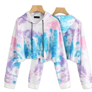 Best-seller Top court imprimé tie dye pour femmes Vêtements de sport à capuche col décontracté sweat à capuche d'hiver pour l'extérieur à bas prix - Product Image 1