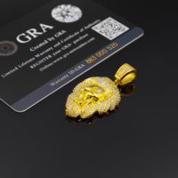 Liontin berlapis emas Moissanite perak singa jimat padat yang dipersonalisasi sepenuhnya Harga Terbaik Desain satu per satu untuk suasana diri