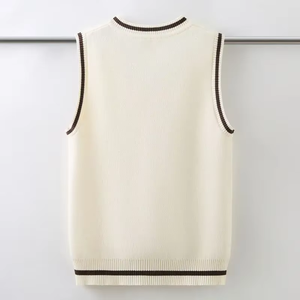 Custom Logo Jacquard Letters <b>Men's</b> Sleeveless V Neck <b>Sweater</b> <b>Vest</b> Knitted Pullover Knitwear - Product Image 4