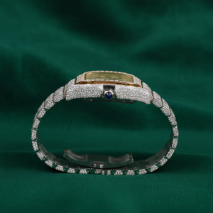 Reloj de Lujo PJ con Moissanita Cuadrada, Acero Inoxidable, Esfera Romana Color Champán, Fecha, Cristal de Zafiro, Resistente al Agua - Product Image 2