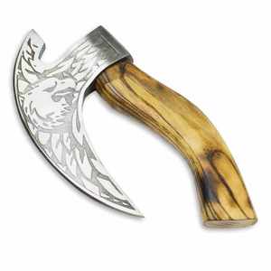 ขวานพิซซ่าเหล็กคาร์บอนสูงที่สุดสำหรับผู้ชายปลอกหนังชั้นดีขวานปลอมสไตล์ไวกิ้งเครื่องมือกลางแจ้งสำหรับตัดพิซซ่า - Product Image 1