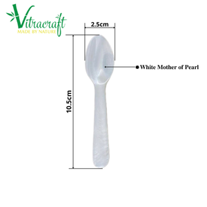 Cuchara de caviar clásica de madreperla blanca natural Cucharas artesanales vietnamitas Perfectas para servir caviar caro Tamaño 10,5 cm - Product Image 6