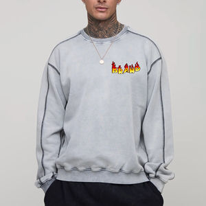 Nouveau arrivé OEM/ODM personnalisé col rond hommes sweat respirant surdimensionné pull 100% coton tissu sweat pour homme - Product Image 6