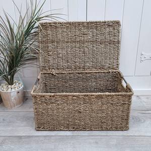 Baúl grande de fibra de algas marinas hecho a mano con tapa, precio de fábrica, baúles de fibra sostenible - Product Image 4