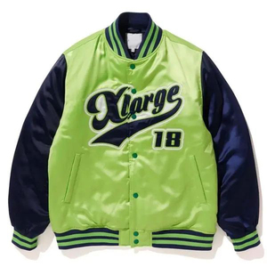 Chaqueta Varsity de Satén Personalizable para Mujer, con Mangas de Lana en Color Contrastante y Bordado, de Alta Calidad, Transpirable y Resistente al Viento - Product Image 2