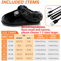 Chaussons chauffants pour hommes et femmes, chauffe-pieds électrique rechargeable, chaussures chauffantes avec batterie 2500 mAh et semelle antidérapante pour la maison