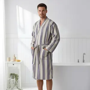 Bata de Baño Tejida 100% Algodón para Mujer y Hombre, Transpirable, de Secado Rápido, Larga, para Verano/Primavera, Hecha en Turquía - Product Image 1