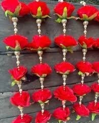 พวงมาลัยดอกกุหลาบสีแดงขนาดใหญ่5ฟุต, ดอกไม้ประดิษฐ์แขวนตกแต่งสำหรับ Diwali navratri Mandir แต่งงาน Mandir & บ้าน inauguration - Product Image 4