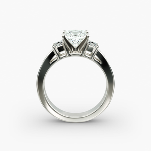 Éclat intemporel, bague de fiançailles classique pour femme en argent 925, sertie de trois pierres de moissanite taille princesse, pavé, fête de fiançailles, anniversaire, mariage - Product Image 5