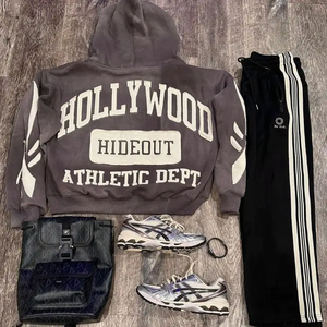 Conjunto Deportivo Personalizado para Hombre, con Apliques, 100% Algodón, Cierre Completo, Pantalones Deportivos Unisex con Efecto Desgastado y Lavado Ácido - Product Image 5